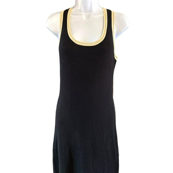 House of Harlow 1960 Women's Black Ribbed Knit Crocheted Collar Tank Dress Small - Picture 2 of 7